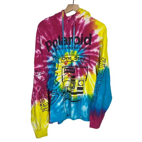 Polaroid Tie Dye Swirl Hooded Sweatshirt Pink Blue Yellow Sz 3X - Picture 1 of 12